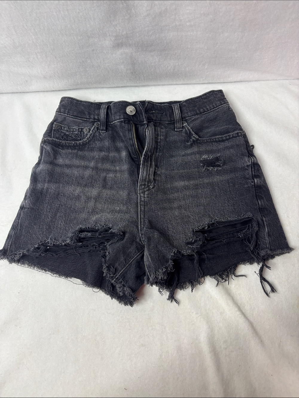 American Eagle Outfitters Black Distressed Denim Cutoff Shorts